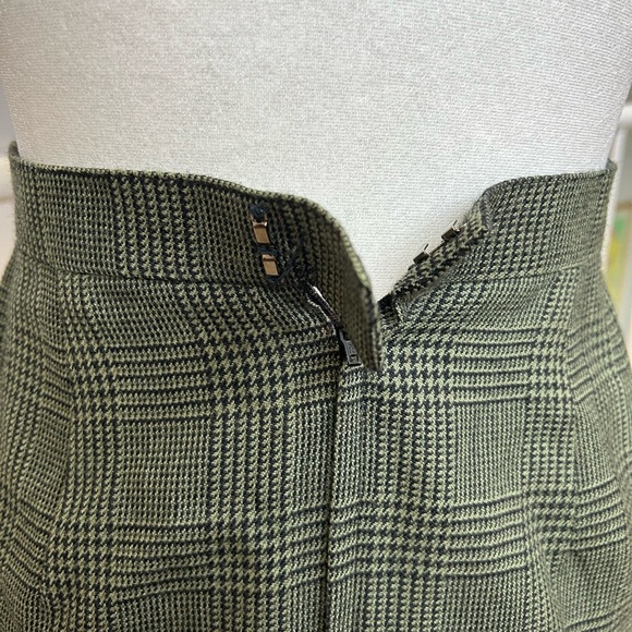 Vintage Christian Dior Skirt Dark Green Plaid Houndstooth Pencil Sz 9 (fits XS) - Picture 8 of 9
